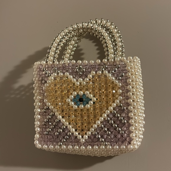 Beaded eye heart purse - Picture 1 of 3